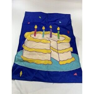 Vintage New Creative Enterprises Birthday Cake Confetti Nylon Flag